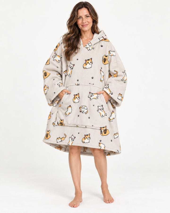 Wearable Blanket Hoodie for Women, Oversized Fleece Pullover