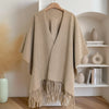 Fleece Tassel Shawl for Women, One Size