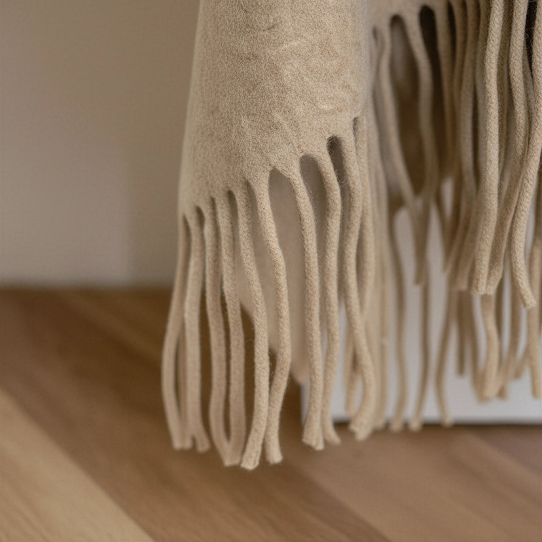 Fleece Tassel Shawl for Women, One Size