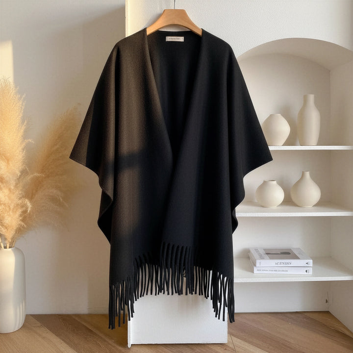 Fleece Tassel Shawl for Women, One Size