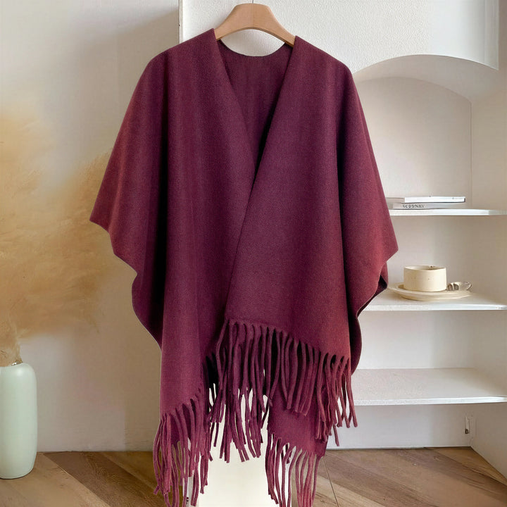 Fleece Tassel Shawl for Women, One Size