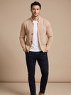 Men's Textured Knit Cardigan | Button Front Stand Collar