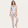 Heart Print Pajama Set - Short Sleeve