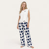 Heart Print Pajama Set - Ruffle Sleeve