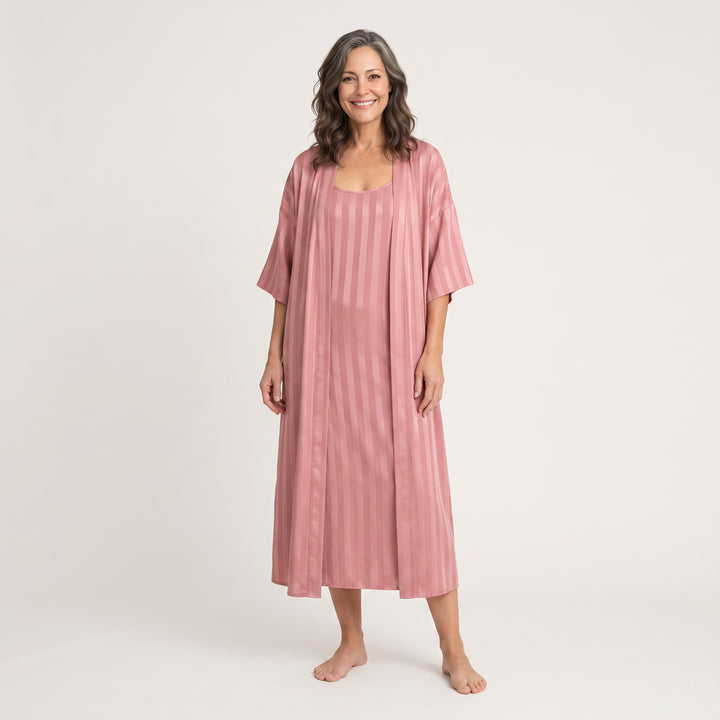 Satin Nightgown &amp; Shrug Set - Long