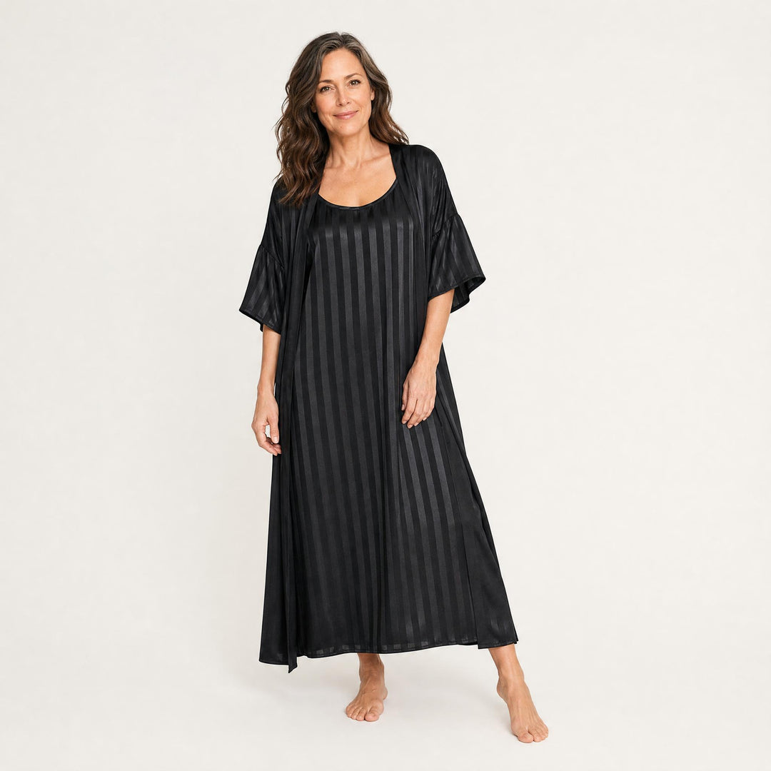 Satin Nightgown &amp; Shrug Set - Long