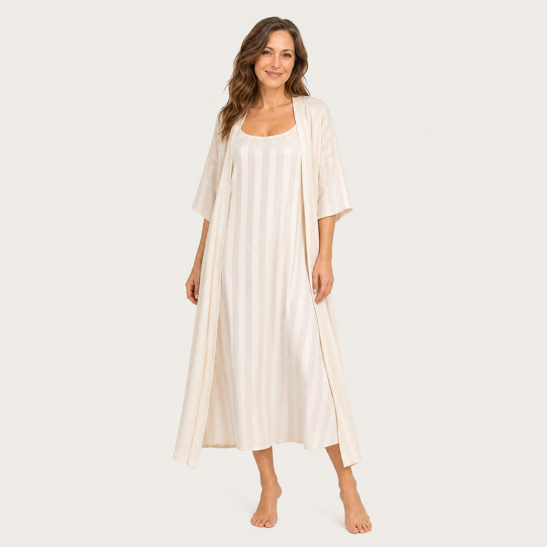 Satin Nightgown &amp; Shrug Set - Long