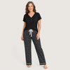 Plus-Size Henley Pajama Set - Check Pant