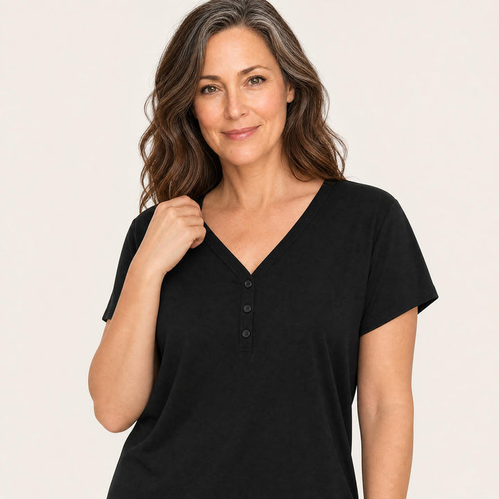 Plus-Size Henley Pajama Set - Check Pant