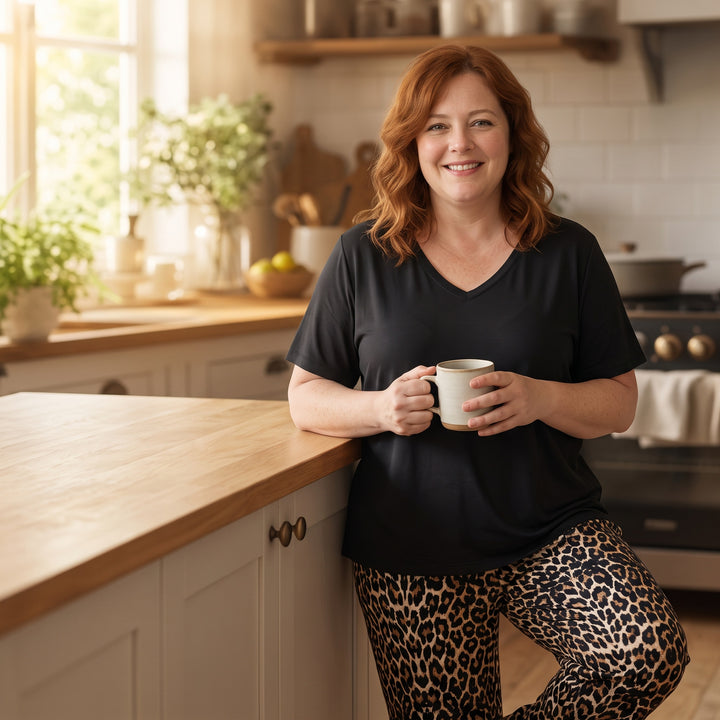 Plus-Size Leopard Pajama Set - Long Sleeve
