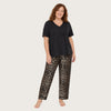 Plus-Size Leopard Pajama Set - Long Sleeve