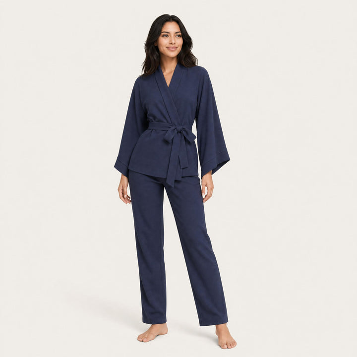 Satin Classic Pajama Set - Piped Button-Up