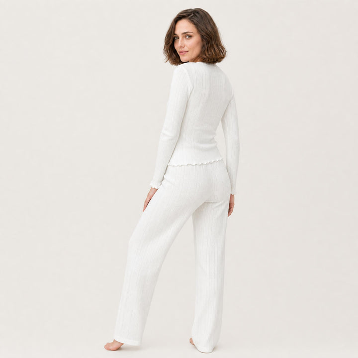 Ribbed Knit Pajama Set - Long Sleeve
