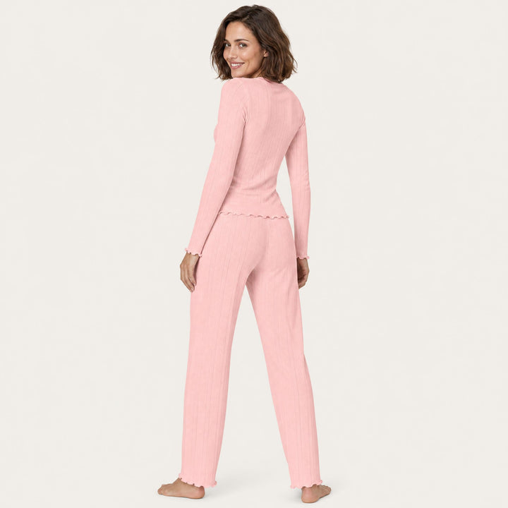 Ribbed Knit Pajama Set - Long Sleeve