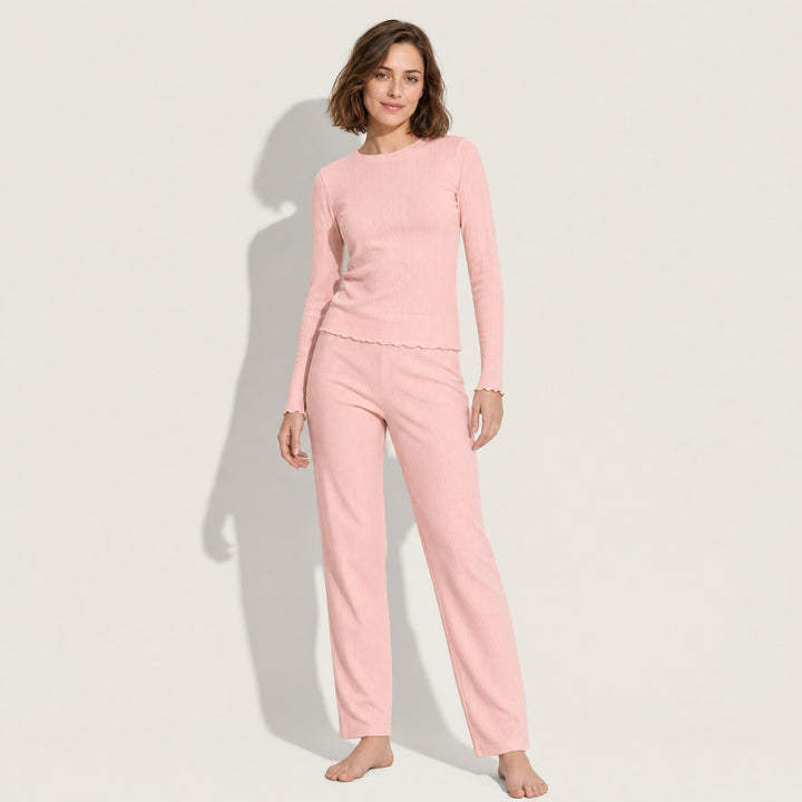 Ribbed Knit Pajama Set - Long Sleeve