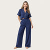 Satin Polka Dot Pajama Set - Wide Leg