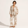 Toile Print Cotton Pajama Set - Front Tie