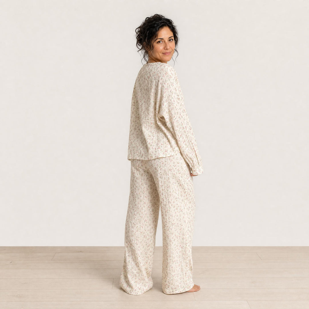 Ditsy Floral Cotton Pajama Set - Cardigan