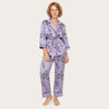 Satin Floral Pajama Set - Piped