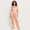 Satin Print Pajama Set - Short Sleeve
