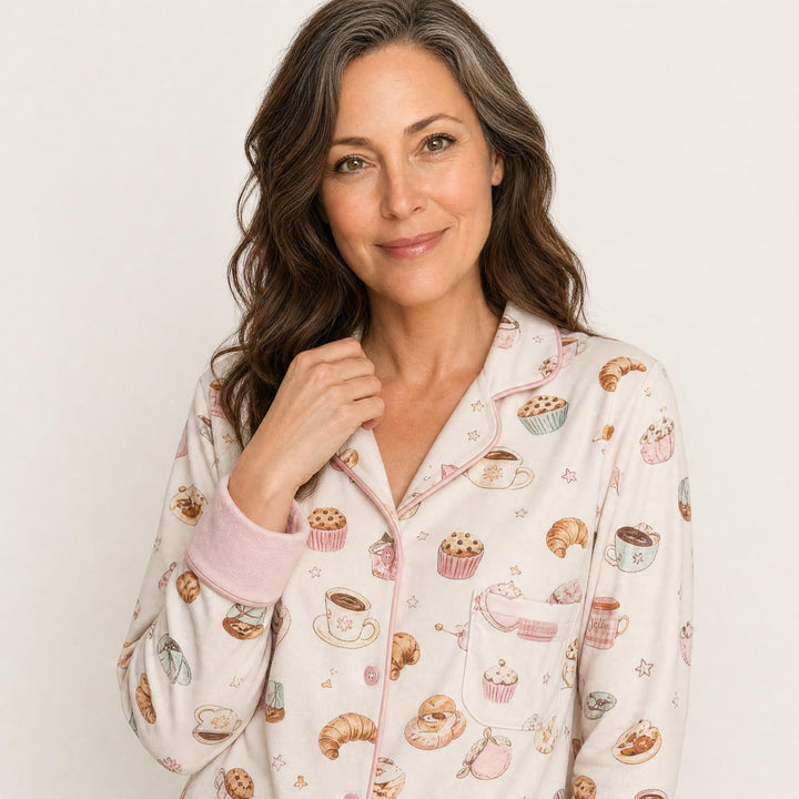 Novelty Print Cotton Pajama Set - Long Sleeve