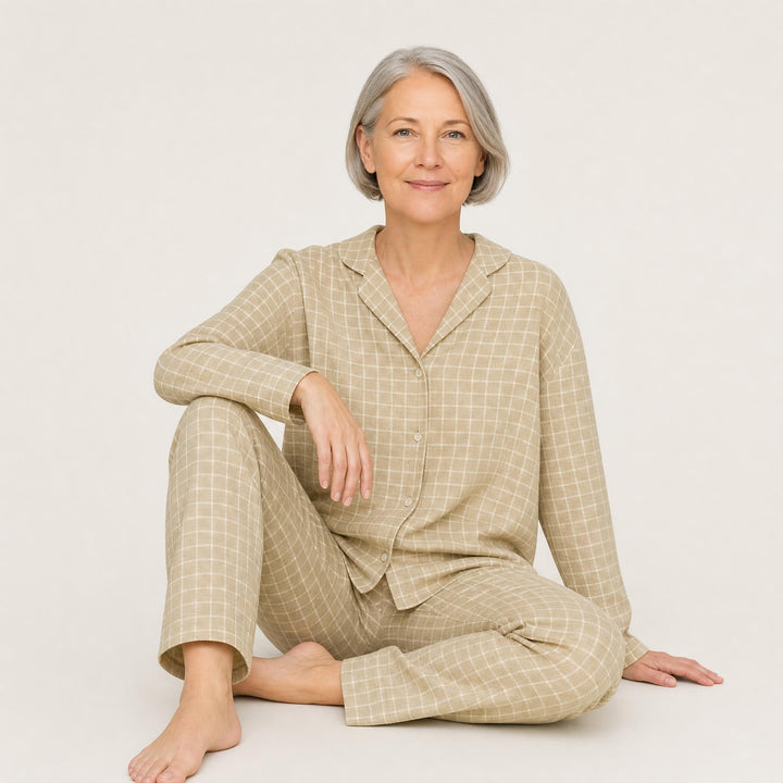 Windowpane Check Pajama Set - Long Sleeve