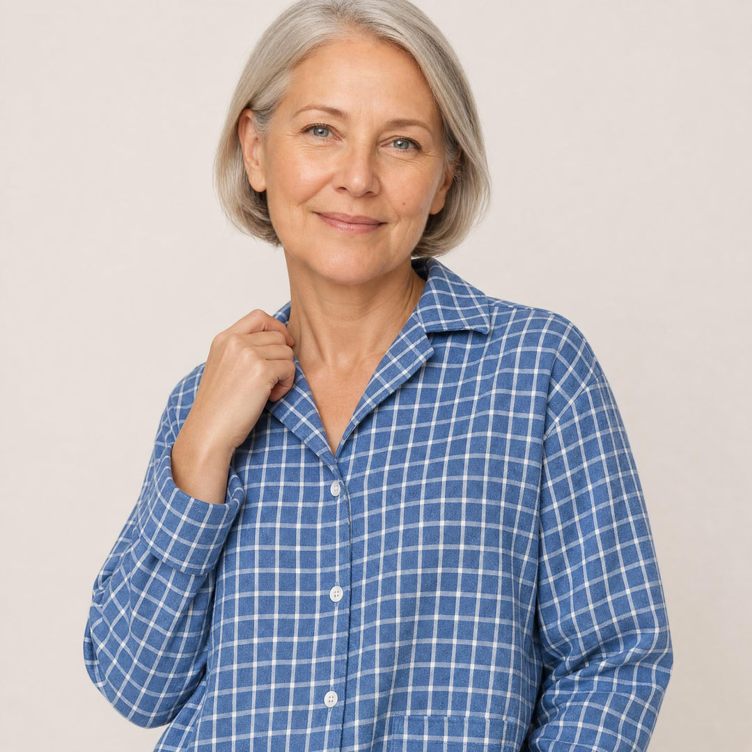 Windowpane Check Pajama Set - Long Sleeve