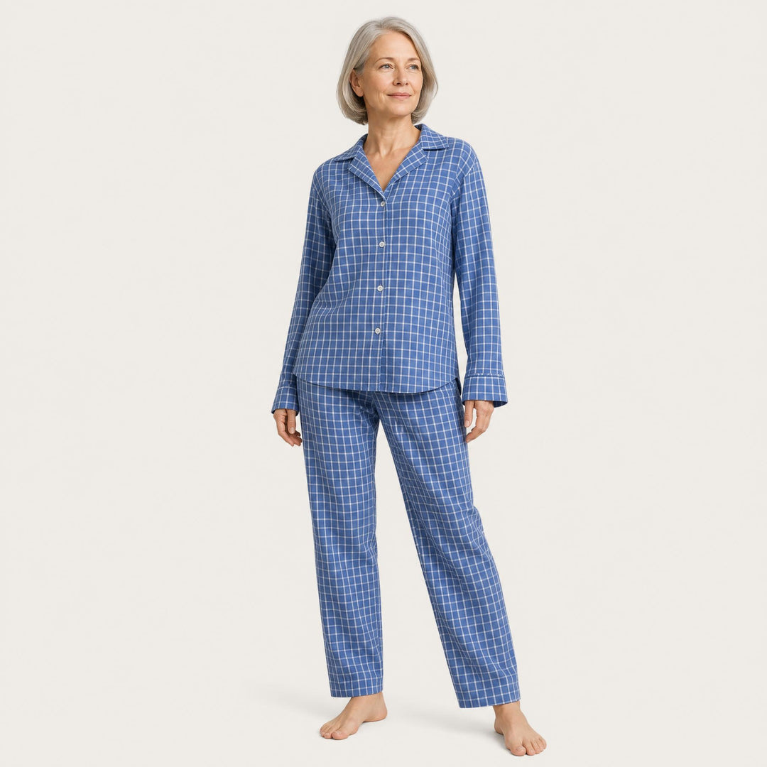 Windowpane Check Pajama Set - Long Sleeve
