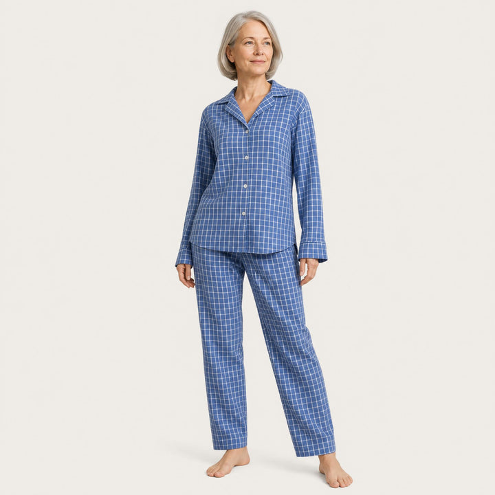 Windowpane Check Pajama Set - Long Sleeve