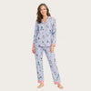 Dog Print Pajama Set - Contrast Cuff