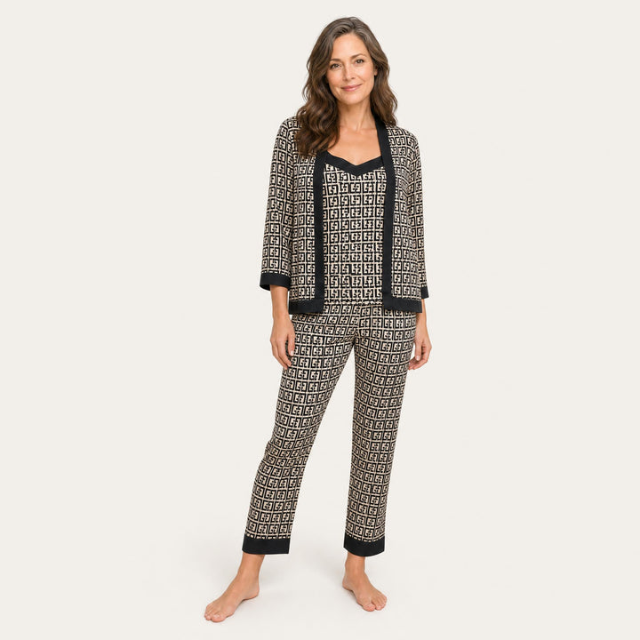 Geometric Print Pajama Set - Three-Piece