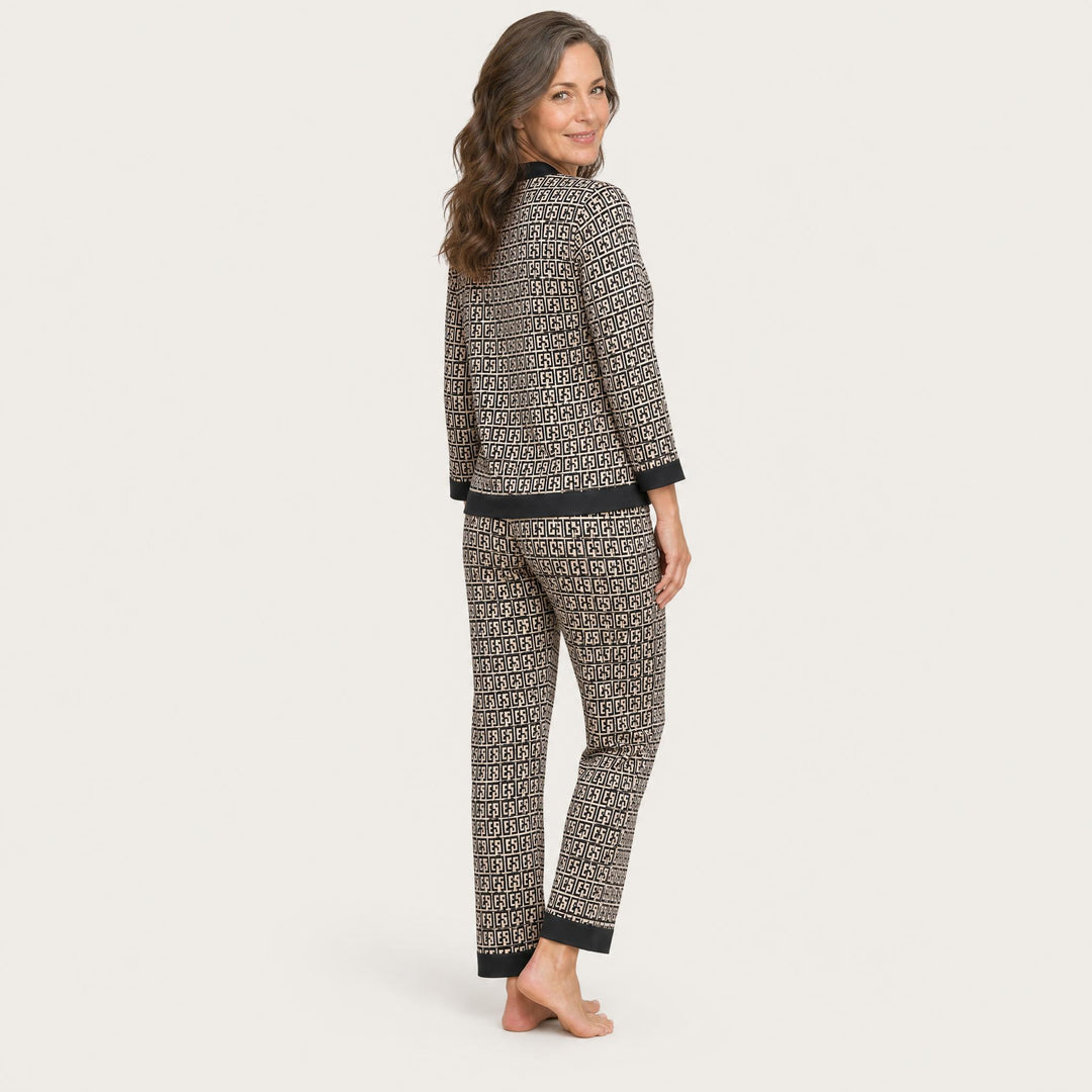 Geometric Print Pajama Set - Three-Piece