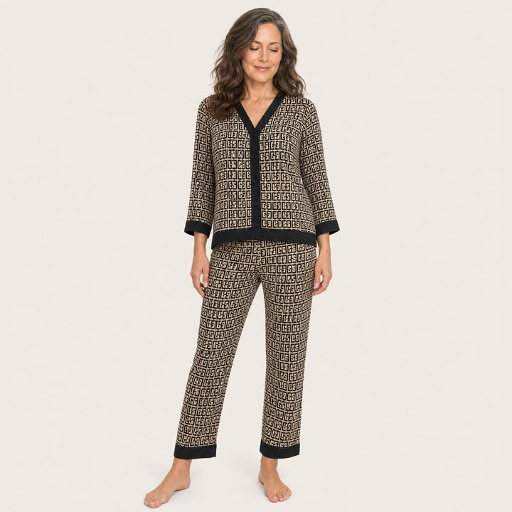 Geometric Print Pajama Set - Three-Piece