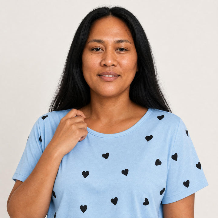 Plus-Size Heart Pajama Set - Short Sleeve