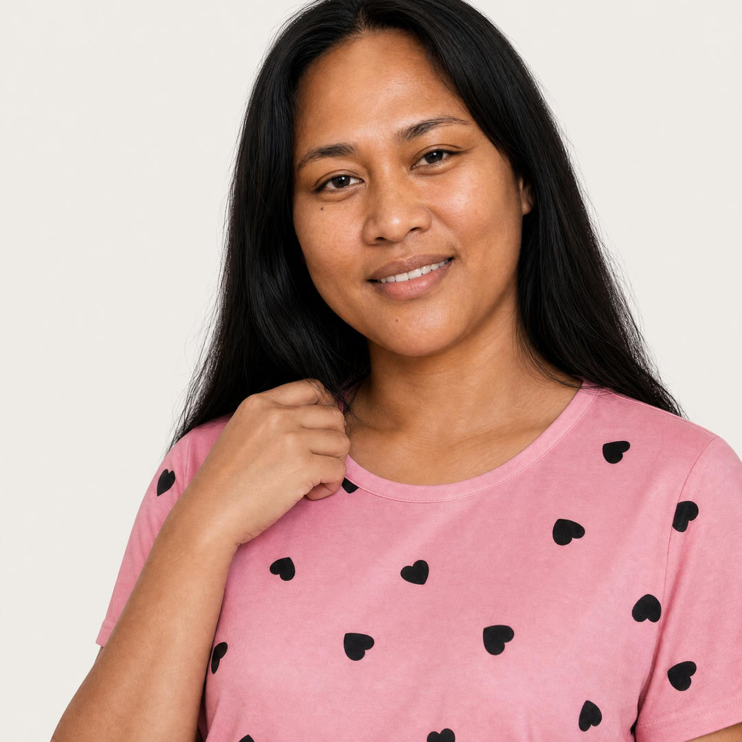 Plus-Size Heart Pajama Set - Short Sleeve