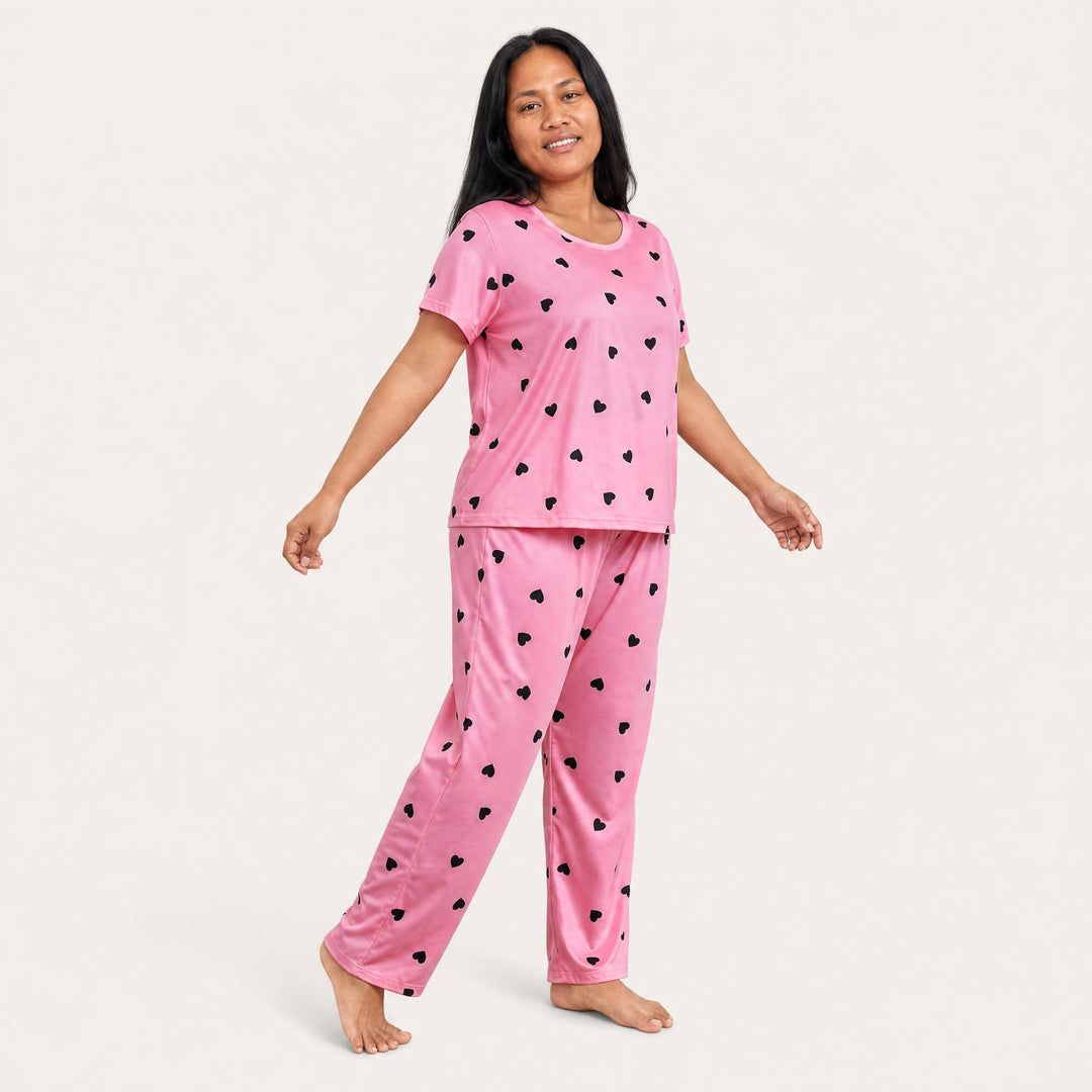 Plus-Size Heart Pajama Set - Short Sleeve