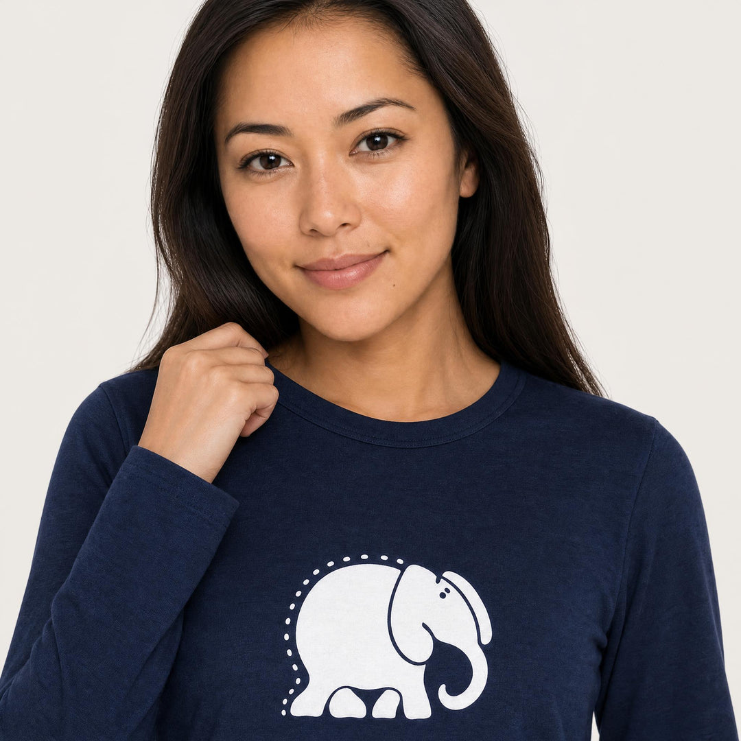 Elephant Print Pajama Set - Long Sleeve