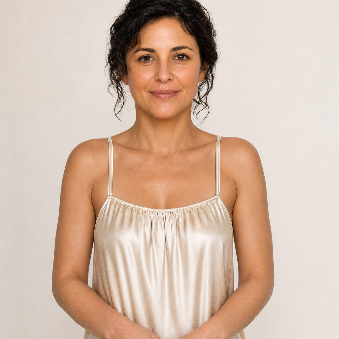 Satin Lace-Trim Nightgown - Midi