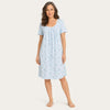 Women's Pleated Floral Nightgown - Short Sleeve