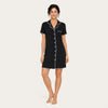 Women's Piped Nightgown - Button-Down, Notch Collar