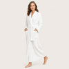 Women's Plush Long Bathrobe - Shawl Collar, Wrap Belt