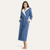 Hooded Sherpa Trim Bathrobe for Women, Full Length Plush Fleece