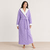 Women's Hooded Sherpa Trim Bathrobe - Full Length Plush Fleece