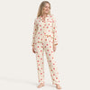 Women's Heart Print Pajama Set - Long Sleeve Top and Pants