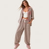 Women's Plaid Pajama Set - Oversized Button Down Shirt and Pants