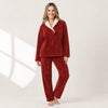 Women's Sherpa Fleece Pajama Set - Collared Top and Pants
