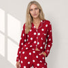 Women's Cotton Pajama Set - Polka Dot Button Down Top and Pants