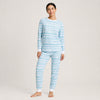 Women's Christmas Pajama Set - Fair Isle Long Sleeve Top and Pants, Light Blue