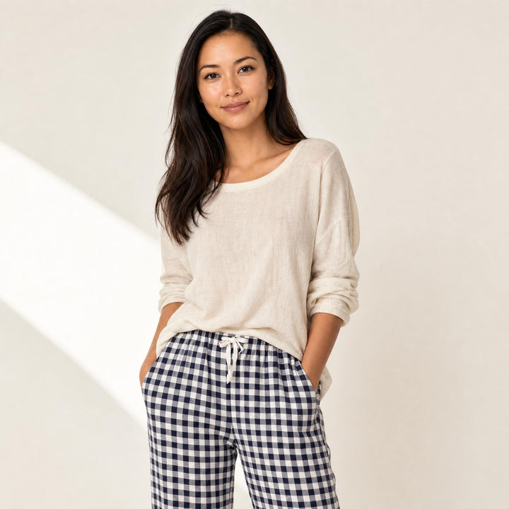 Matching Couples Pajama Pants - Gingham Check Lounge Bottoms