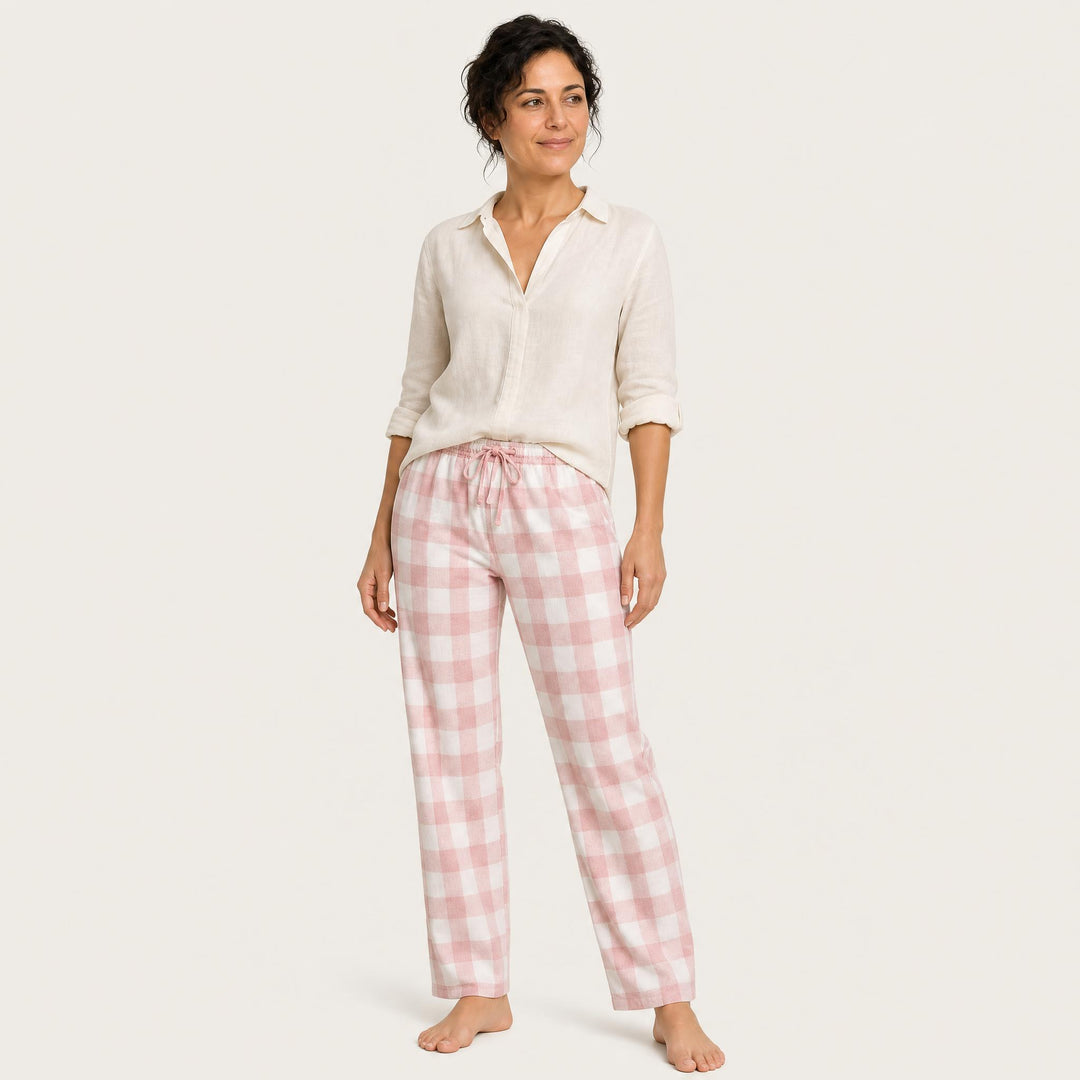 Matching Couples Pajama Pants - Plaid Flannel Straight Leg